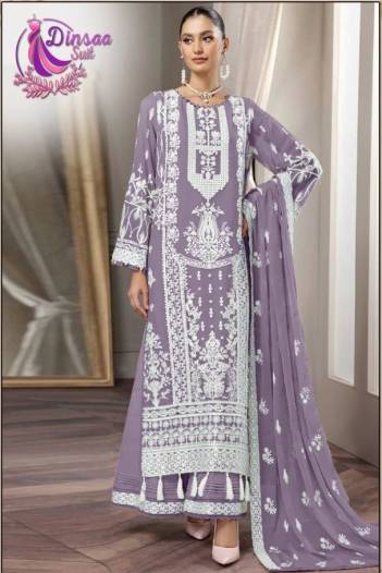 DINSAA SUIT DS-158 COLOURS DS-158A TO DS-158D EMBROIDERY SALWAR SUIT